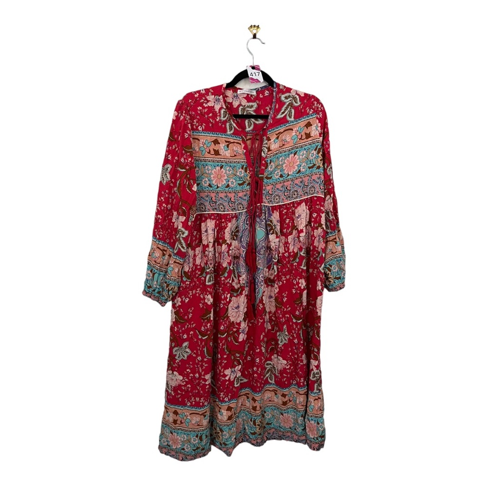 417  Beautiful colorful boho dress, size 2X, EUC.